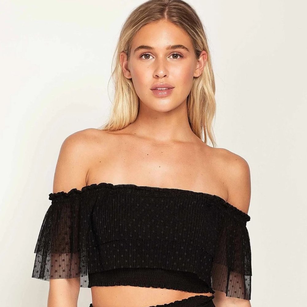 Peixoto NWT Chi Chi Swiss Dot Crop Top in Barcelona Black size Medium